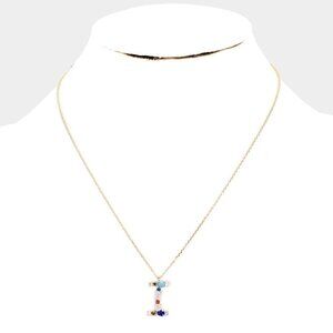 NWT Letter I Zirconia Monogram Gokd Dipped Necklace